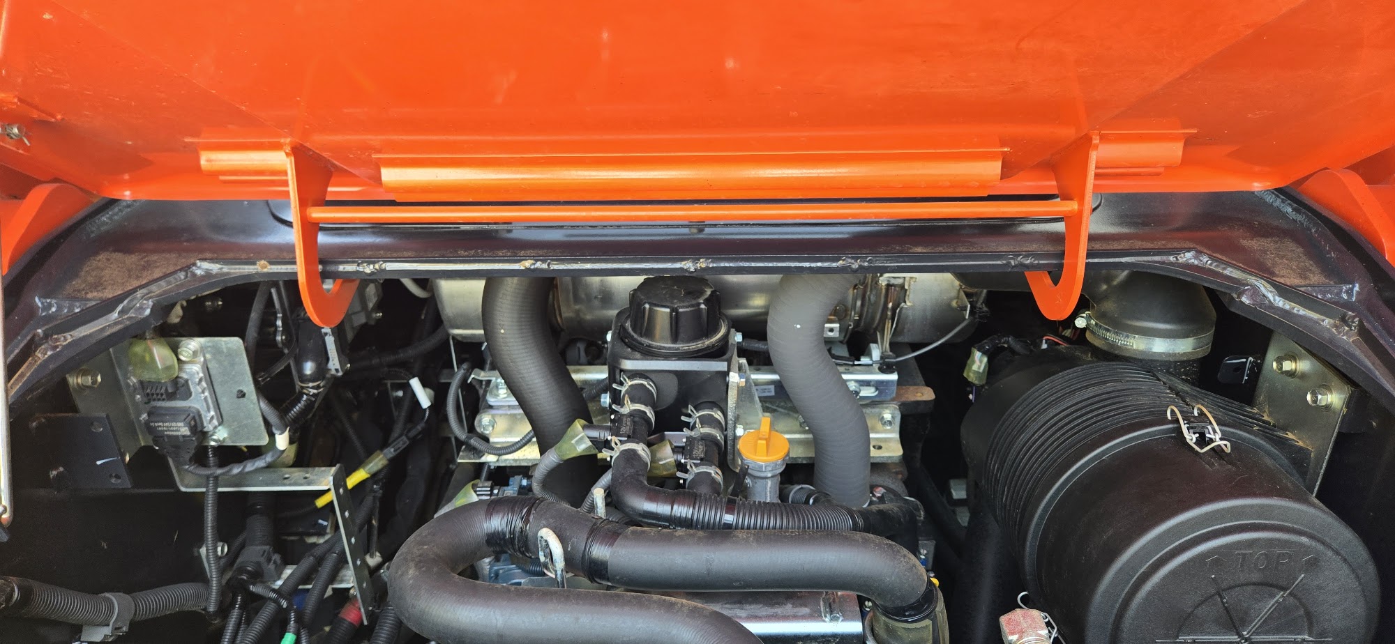 2021 Kubota SVL97-2 track skid steer for sale in Western Canada, engine compartment